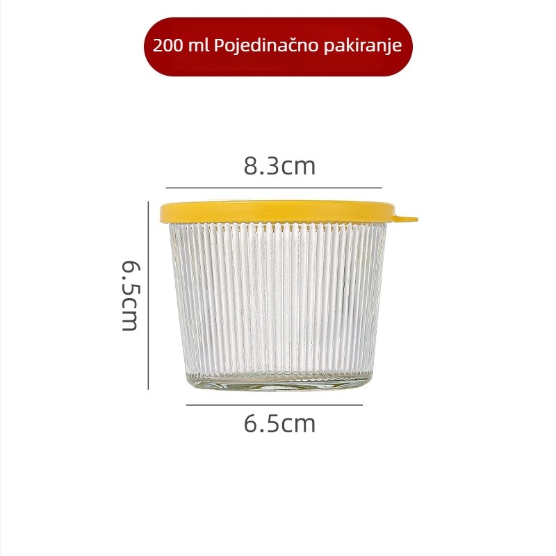 Staklena posuda za kiseljenje s uspravnim prugama, posuda za kimchi, porcije za kućnu upotrebu, skladištenje u hladnjaku, čvrsto zatvorena