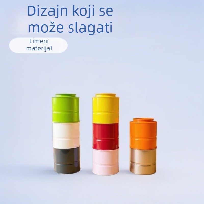 Zapečaćena okrugla metalna kutija za čaj, višebojna