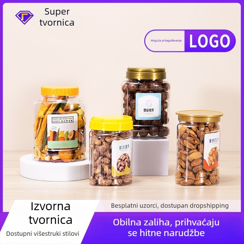 Prozirna PET plastična posuda za orašaste plodove, posuda visoke kvalitete za pistacije i kešu