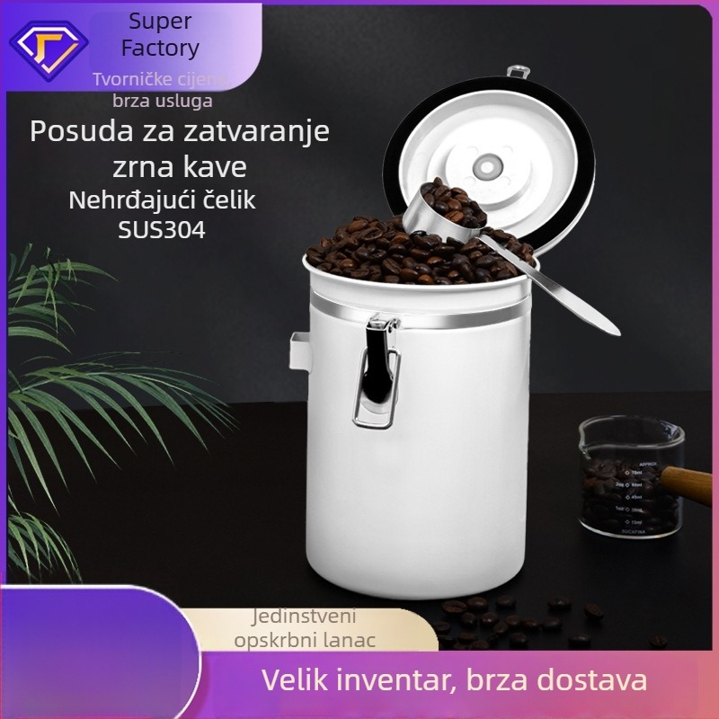 Nehrđajući čelična posuda za zrna kave sa brtvom, skladištenje s datumom i ventil za otpuštanje zraka