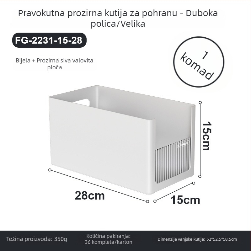 Pravokutna kutija za skladištenje, stohoviva, plastična, za kuhinju i dom