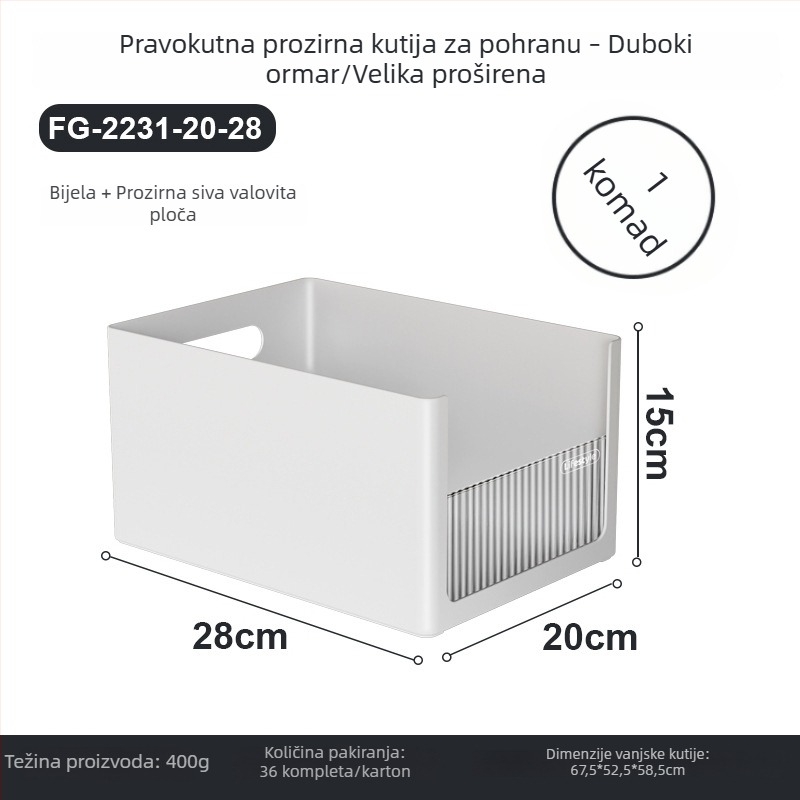 Pravokutna kutija za skladištenje, stohoviva, plastična, za kuhinju i dom