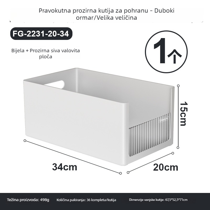 Pravokutna kutija za skladištenje, stohoviva, plastična, za kuhinju i dom