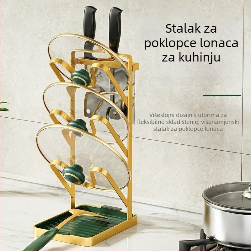Zidni držač poklopca lonaca – bez bušenja, kuhinjski organizator za poklopce, daske za rezanje i lonce