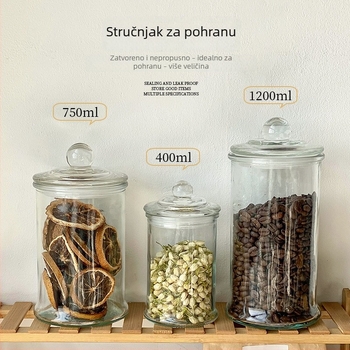 Staklena hermetički zatvorena posuda za pohranu, prehrambena kvaliteta, za zrna kave, grickalice, slatkiše i kekse