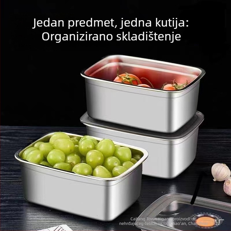 Posuda od nehrđajućeg čelika za čuvanje hrane sa zatvorenim poklopcem, pogodna za hladnjak, porcioniranje i kampiranje