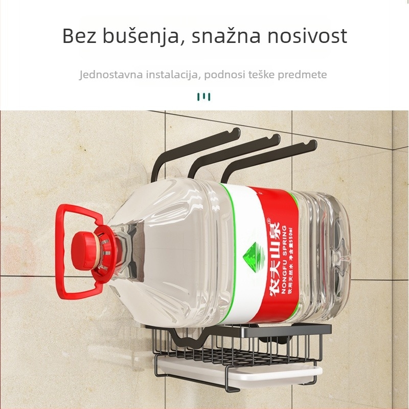 Prilagodljiva kuhinjska držačica za krpe i spužvice, zidni nosač bez bušenja, odvodna polica za spužve, organizator kuhinjskih krpa