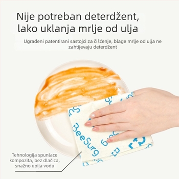 Bingxiu Antibakterijska Magična Krpa Za Kuhinju, Krpa Za Posuđe S Hranom Klasom, Otporna Na Masnoće I Mrlje, Upija Vodu, Pogodna Za Mokro I Suho Korištenje, Vlakna Drveta