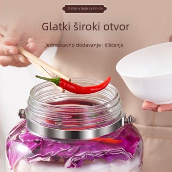 Staklena tegla za kiselo povrće, velika kapaciteta, širokog otvora, 3000 ml