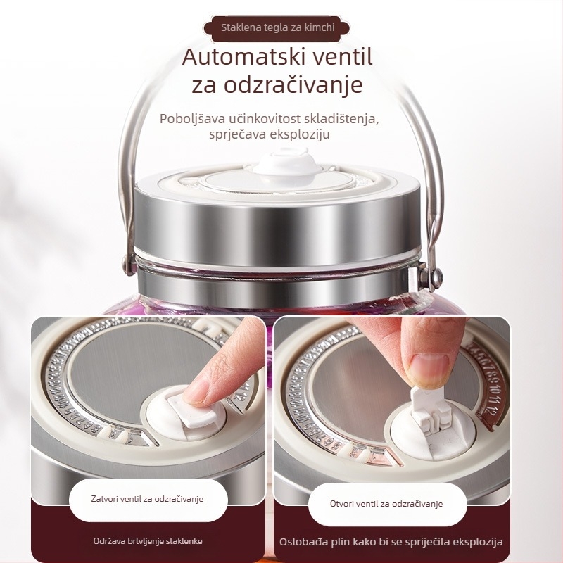 Staklena tegla za kiselo povrće, velika kapaciteta, širokog otvora, 3000 ml