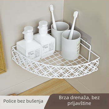 Trokutasti zidni regal za pohranu, bez bušenja, za kupaonicu, WC i kuhinju
