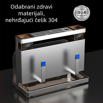 Stalak za nože od 304 nehrđajućeg čelika za zid s integriranom daskom za rezanje i štapićima za jelo