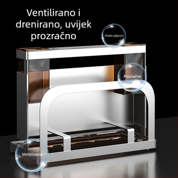 Stalak za nože od 304 nehrđajućeg čelika za zid s integriranom daskom za rezanje i štapićima za jelo