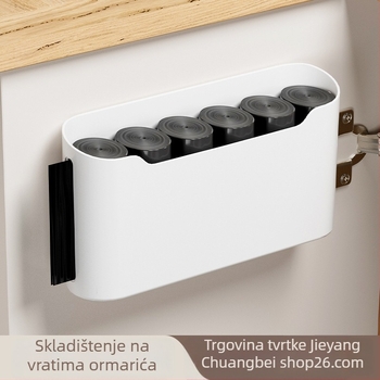 Držač vrećica za otpad, zidni na vrata kuhinjskog ormarića, veliki kapacitet, plastični organizator