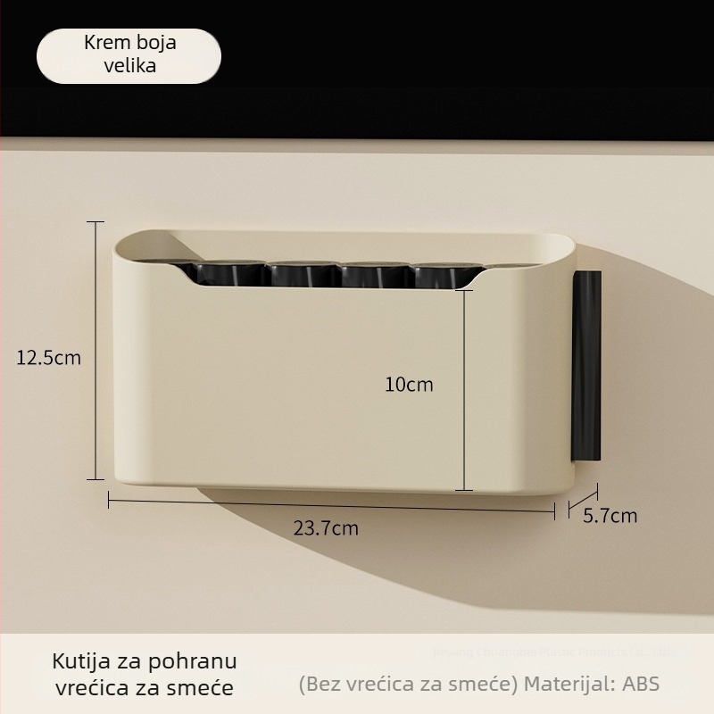 Držač vrećica za otpad, zidni na vrata kuhinjskog ormarića, veliki kapacitet, plastični organizator