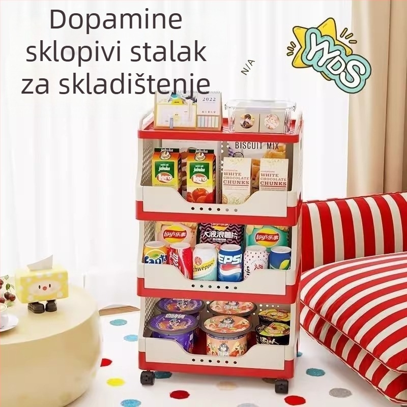 Dopamine kolica za pohranu grickalica, višeslojni podni organizator s kotačićima