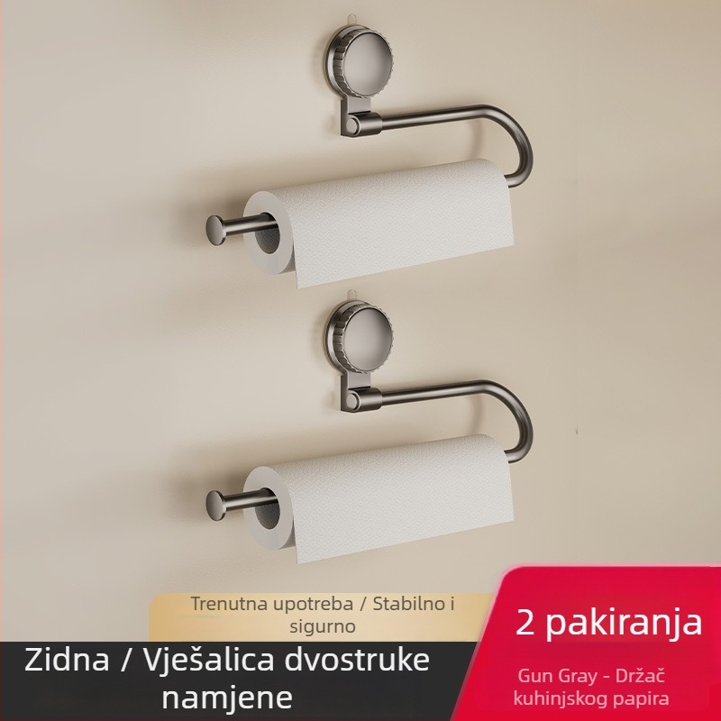 Kuhinjski držač papira s usisnim čašama – bez bušenja, za ormar, za foliju i papirnate ubruse