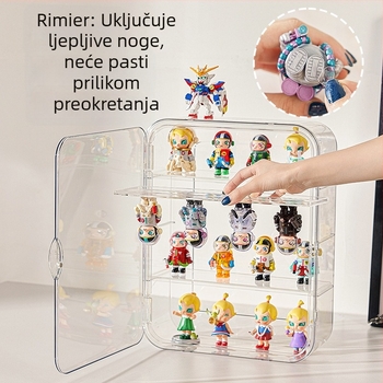 Zidna prozirna akrilna vitrina za figurice i LEGO, zaštita od prašine, kapacitet 18 L