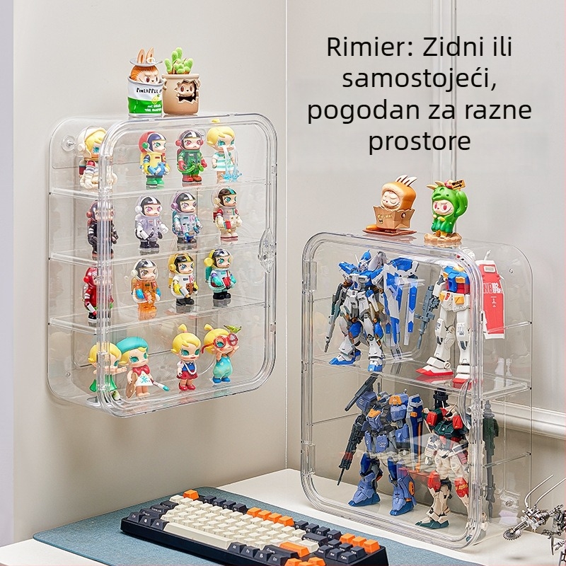 Zidna prozirna akrilna vitrina za figurice i LEGO, zaštita od prašine, kapacitet 18 L