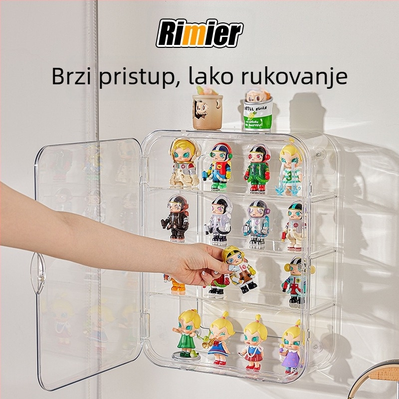 Zidna prozirna akrilna vitrina za figurice i LEGO, zaštita od prašine, kapacitet 18 L