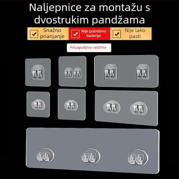 Proziran bezbušnični zidni organizator za kupaonicu sa kukicama