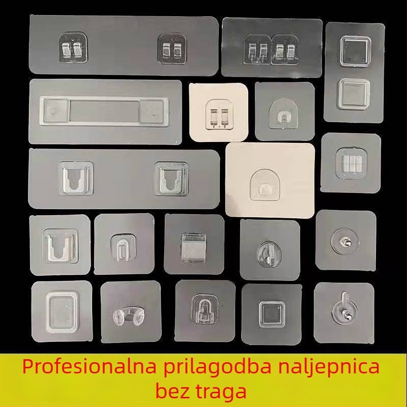 Proziran bezbušnični zidni organizator za kupaonicu sa kukicama
