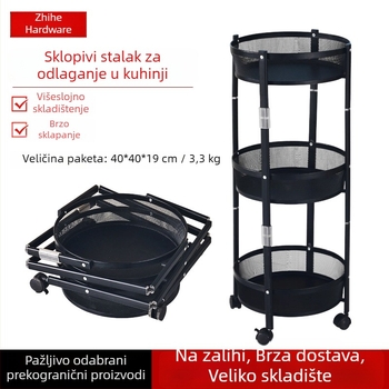 Sklopivi kuhinjski regal za skladištenje, višeslojna mobilna kolica za voće, povrće i grickalice