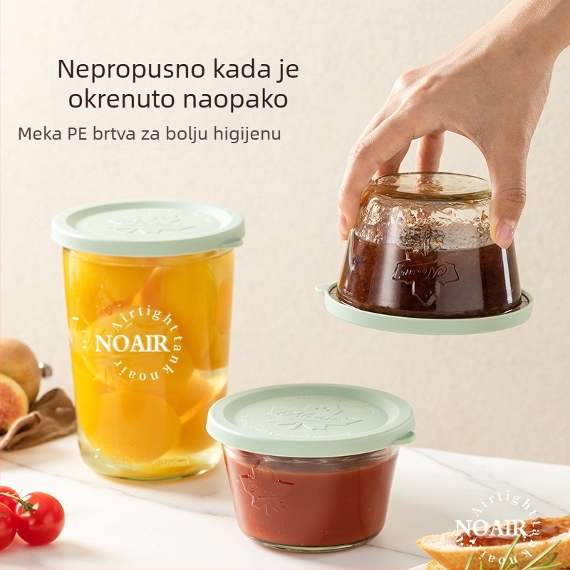 Lingfeng prozirna staklena posuda s hermetičnim poklopcem za žitarice, grickalice, suhe namirnice, džem i kiseli krastavci