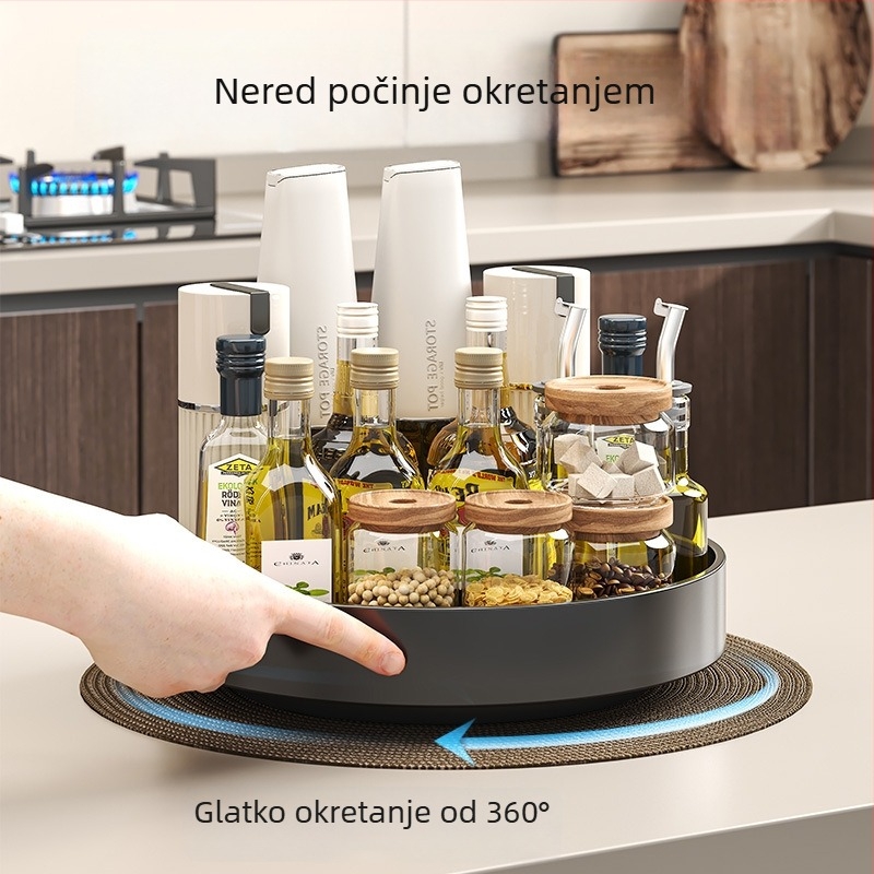 360° rotirajući organizator začina na kuhinjskom pultu – skladištenje ulja, soli, umaka i octa