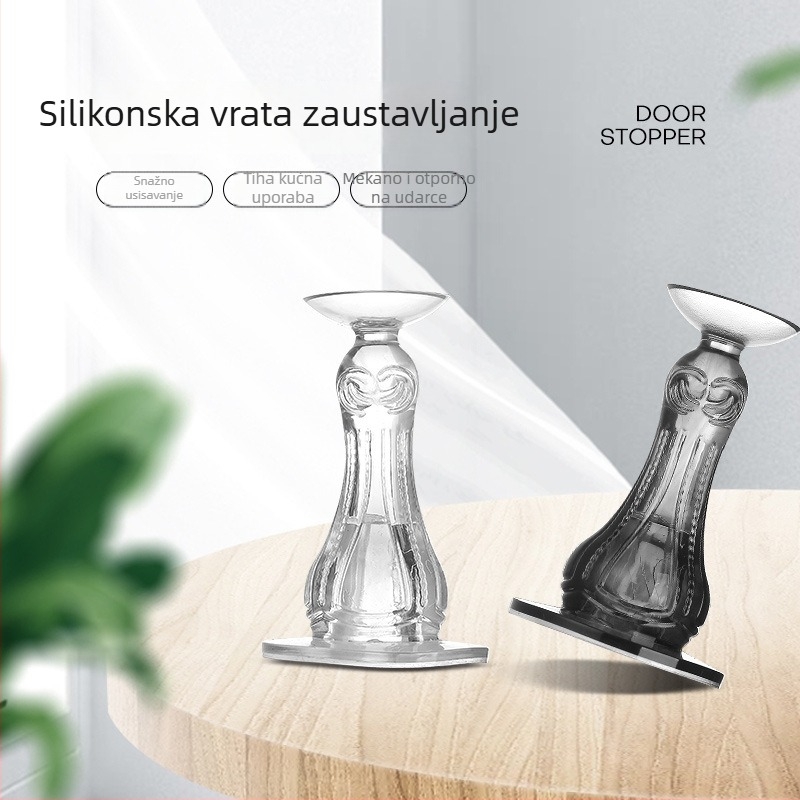 Plastični stopper za vrata kupaonice i WC-a, tih, zidna montaža, bez bušenja, bez čavljića