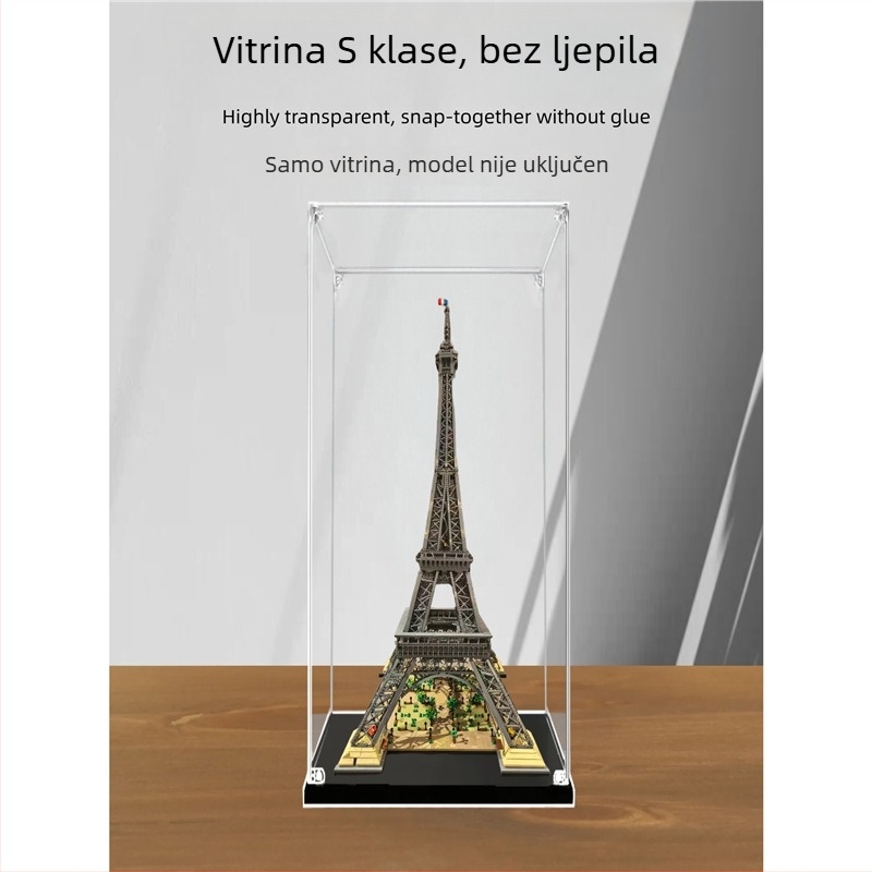 Akrilna kutija za izlaganje LEGO 10307 – Pariz Eiffelov toranj, prozirna kutija za zaštitu od prašine za figurice