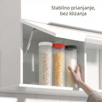 Kružni zatvoreni spremnik za skladištenje žitarica, tjestenine, brašna i grickalica, kapacitet 1–2 L, materijal PET/PP