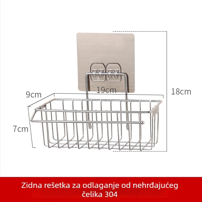 Nerđajući čelični zidni stalak za kuhinju s odvodnim stalkom za sudoper bez bušenja