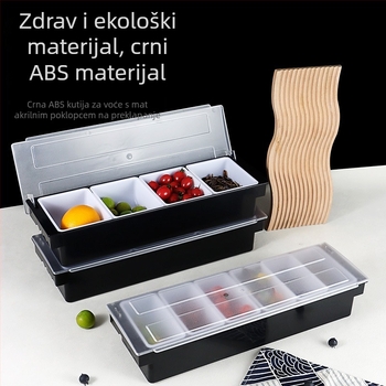 Plastična kutija za začine, podijeljena kutija za voće i pribor za bar i koktele