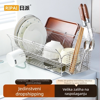 Stol za kuhinju od nehrđajućeg čelika, višenamjenski odvodnik za posuđe, zdjele i pribor