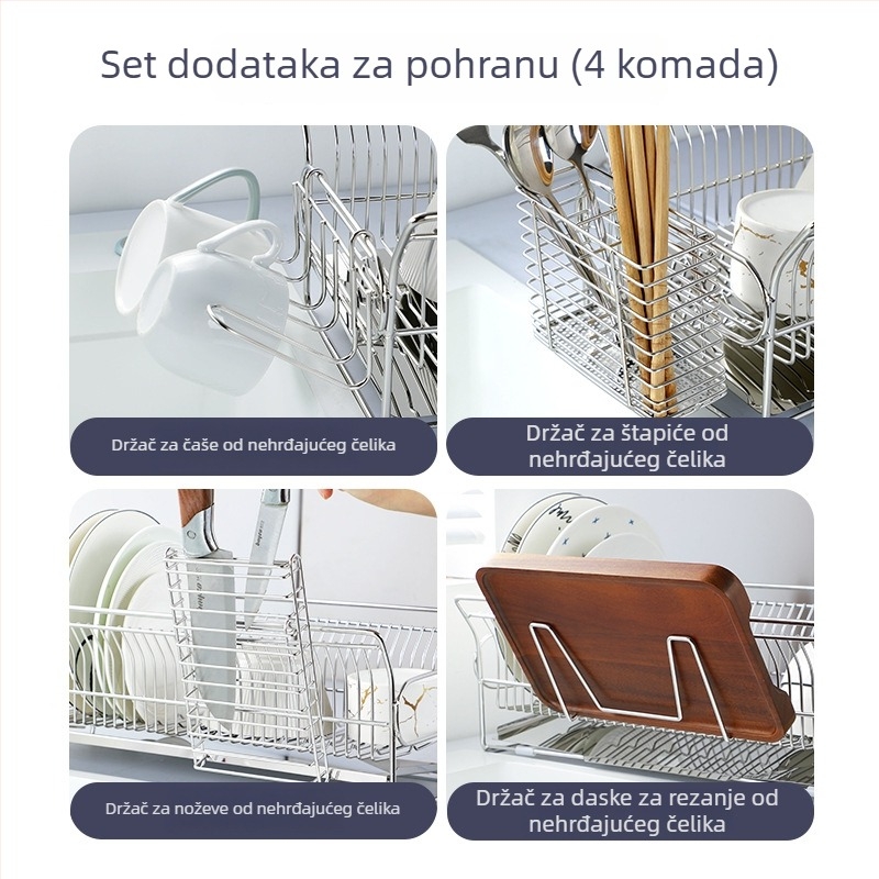 Stol za kuhinju od nehrđajućeg čelika, višenamjenski odvodnik za posuđe, zdjele i pribor