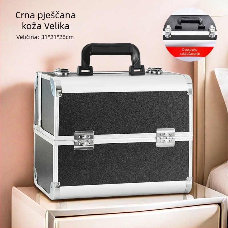 Kozmetička kutija s ključem, velik kapacitet, prijenosni set za manikuru, tetovažu i njegu trepavica