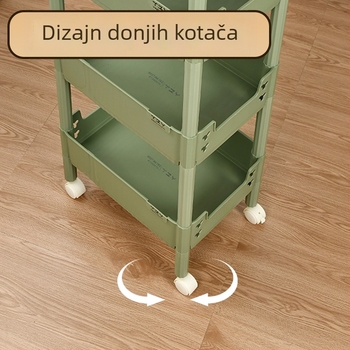 Plastična kolica s kotačićima za pohranu knjiga i užina, pomični ispod radnog stola, višeslojni spremnik za pohranu