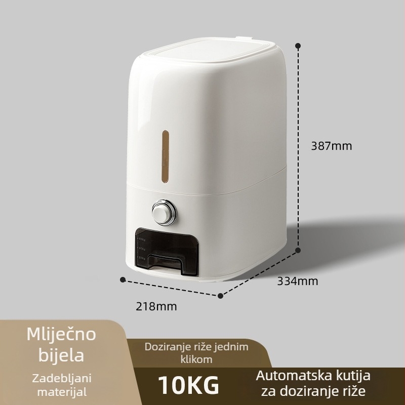 Spremnik za rižu s pritiskom, kapacitet 10 kg, prehrambena kvaliteta, zapečaćen, zaštićen od prašine i vlage, veliki kuhinjski kanistar