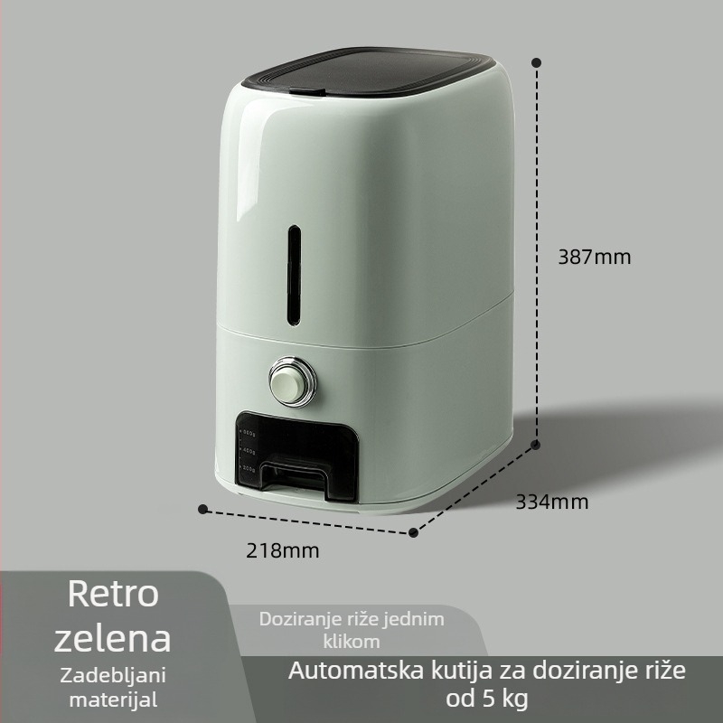 Spremnik za rižu s pritiskom, kapacitet 10 kg, prehrambena kvaliteta, zapečaćen, zaštićen od prašine i vlage, veliki kuhinjski kanistar