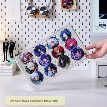 Stupnjeviti stalak za značke i prozirna akrilna kutija otporna na prašinu za skladištenje anime suvenira