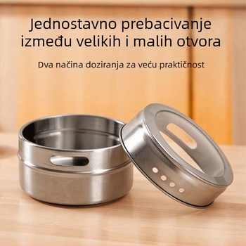 Magnetizirani spremnik za začine od nehrđajućeg čelika 304 s poklopcem – kuhinjska posuda za pohranu začina poput papra, anis i cimeta