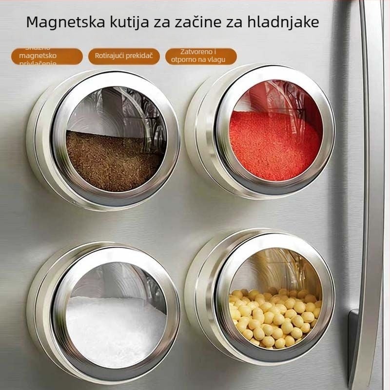 Magnetizirani spremnik za začine od nehrđajućeg čelika 304 s poklopcem – kuhinjska posuda za pohranu začina poput papra, anis i cimeta