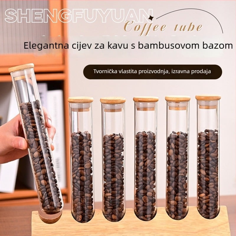 Mini staklena posuda za zrna kave s poklopcem od bambusa, 150 ml, japanski stil skladištenja