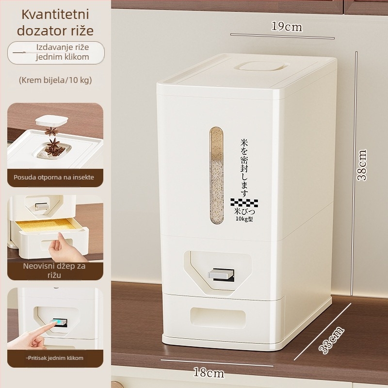 Spremnik za rižu s pritiskom, 5 kg / 10 kg, zatvoren, otporan na vlagu, protiv insekata, prehrambena kvaliteta