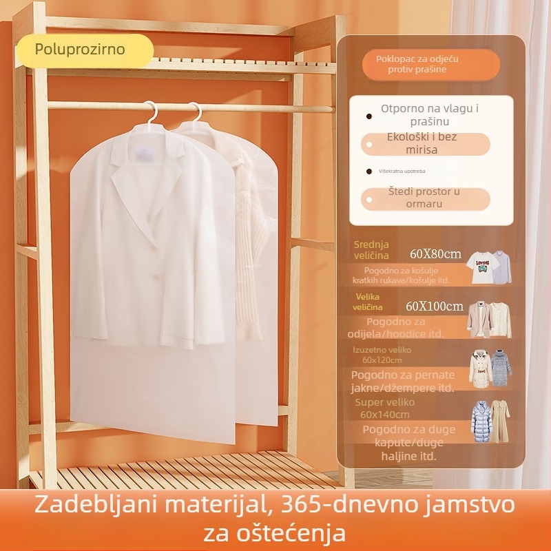 Prozirni zaštitni prekrivač za odjeću za kapute i odijela, za vješanje u garderobu