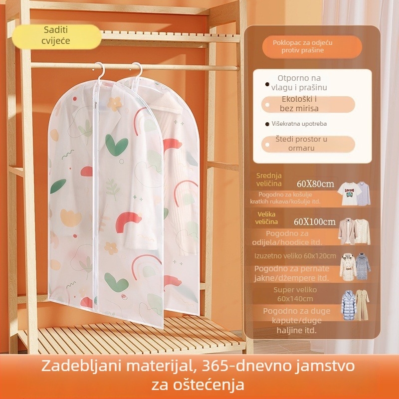 Prozirni zaštitni prekrivač za odjeću za kapute i odijela, za vješanje u garderobu