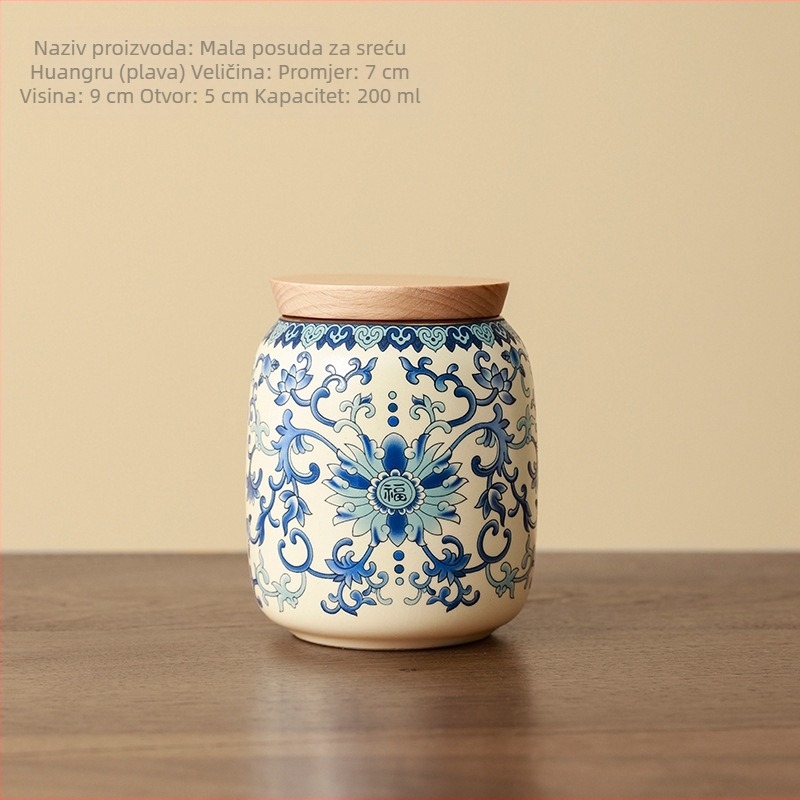 Bež keramički čajni spremnik Ru Kiln – prijenosni, zatvoren spremnik za čaj, mini posuda za čaj s cvjetnim čajem, poklon pakiranje