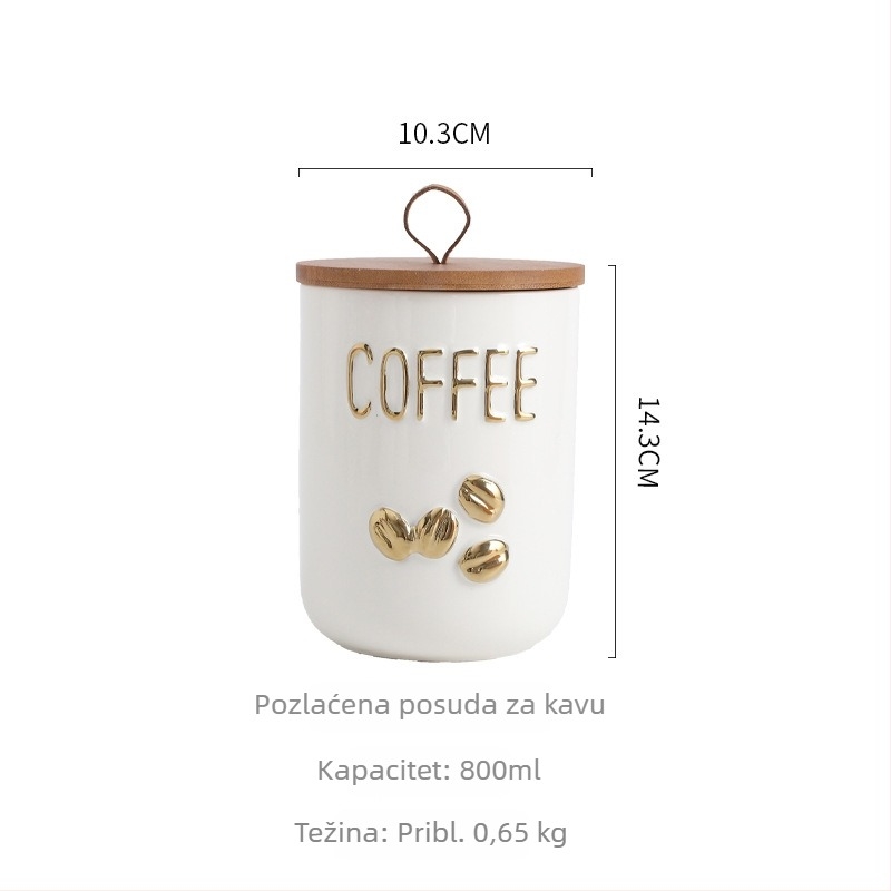 Good Light Elektroplatinirana keramička posuda za kuhinju – čaj, zrna kave i šećer, zapremina 800-1000 ml