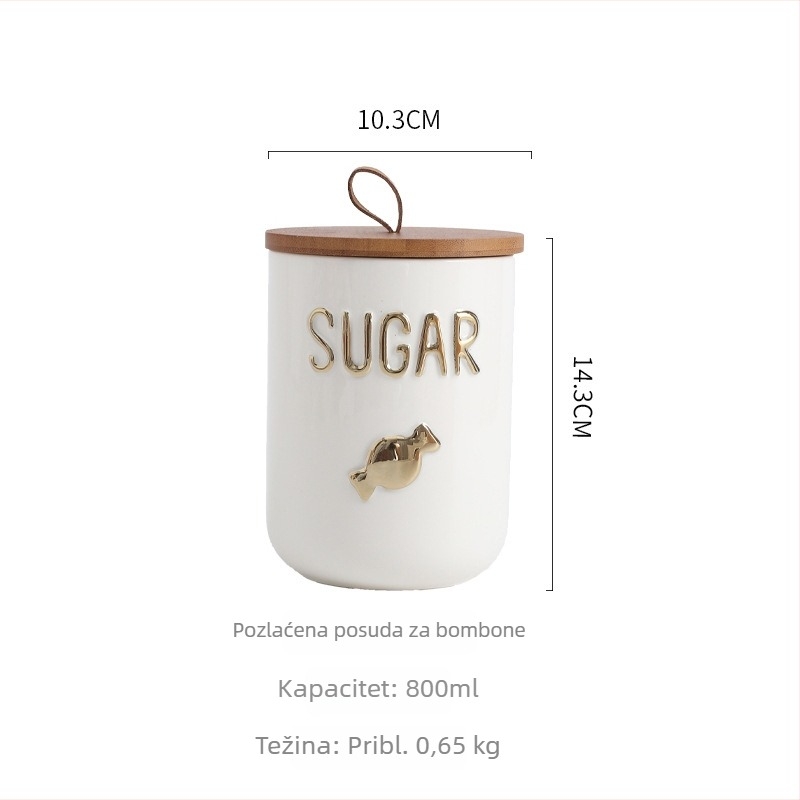 Good Light Elektroplatinirana keramička posuda za kuhinju – čaj, zrna kave i šećer, zapremina 800-1000 ml